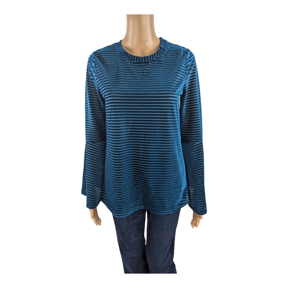 MICHAEL Michael Kors Teal Velvet Striped Top S